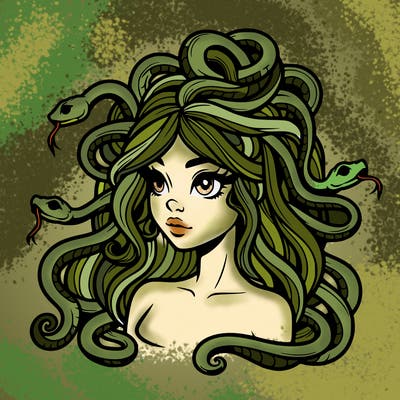 realistic medusa with snakes in her hair