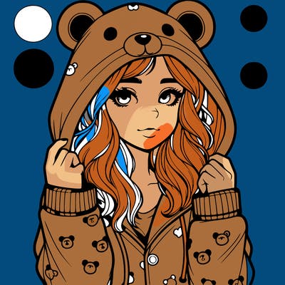 realistic girl in a animal pjs hoodie