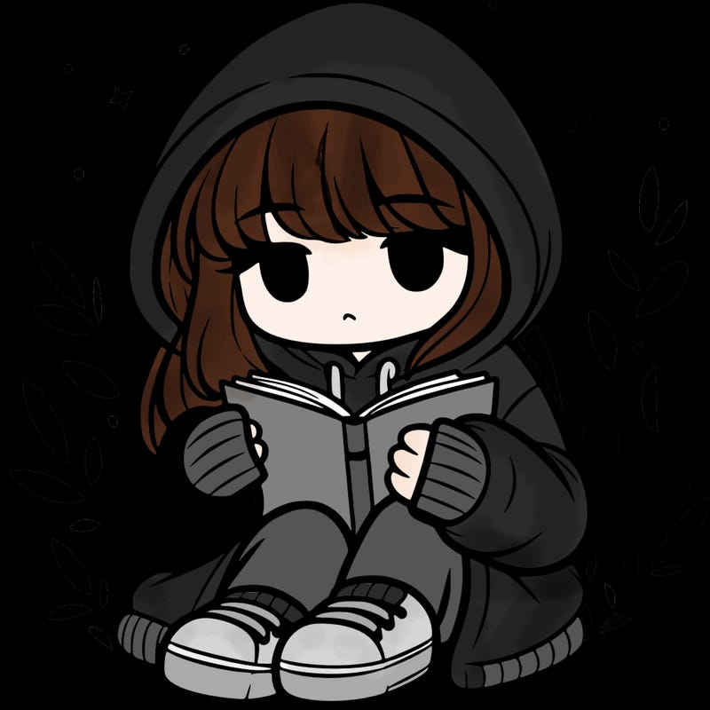 girl in oversized hoodie reading a book