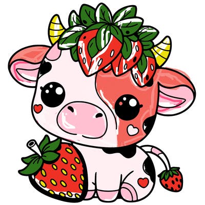 cute strawberry cow