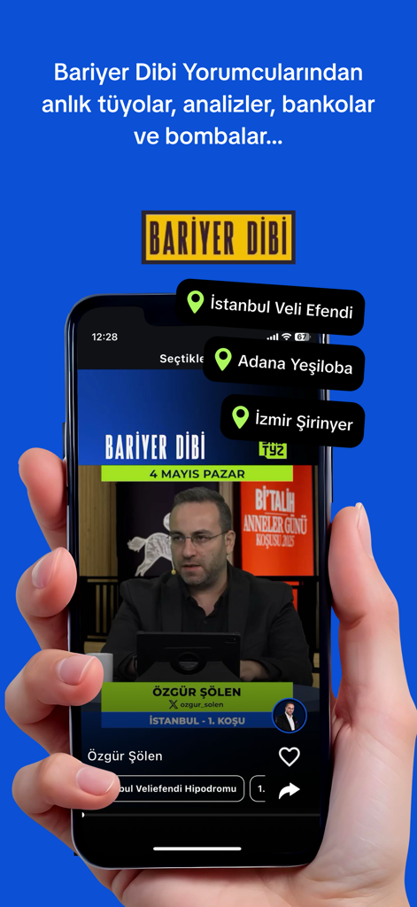 Yarıştayız-TJK Bülten Tüyoları - Smartphone displaying video tips from a horse racing analyst