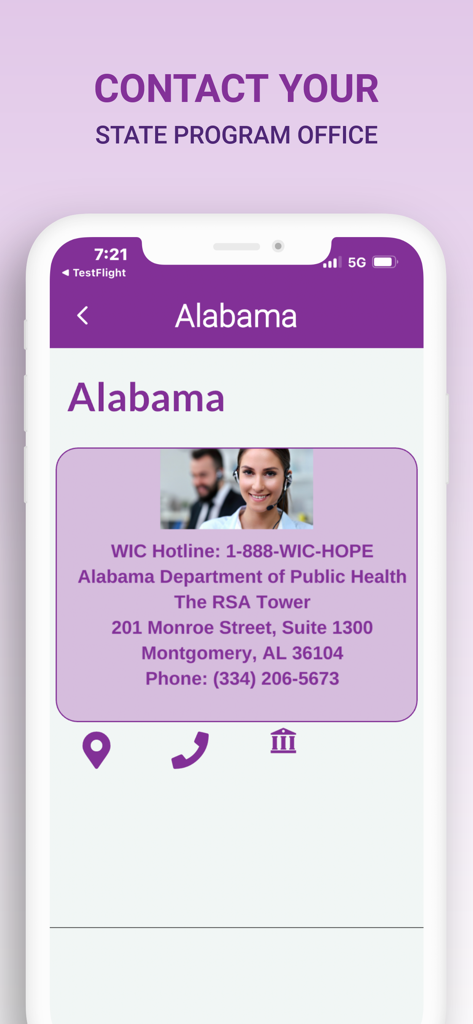 Información de contacto de la oficina del programa estatal WIC de Alabama