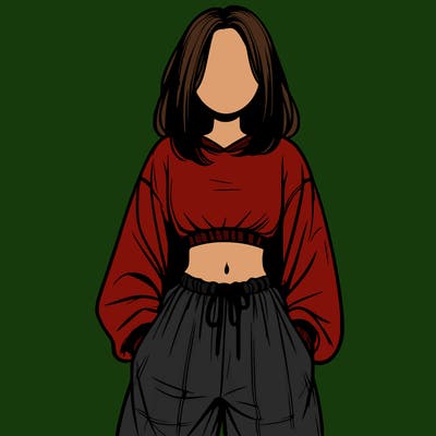 realistic girl faceless with baggy pants and a crop top