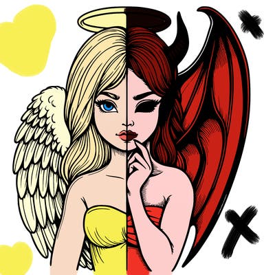 realistic angel half demon