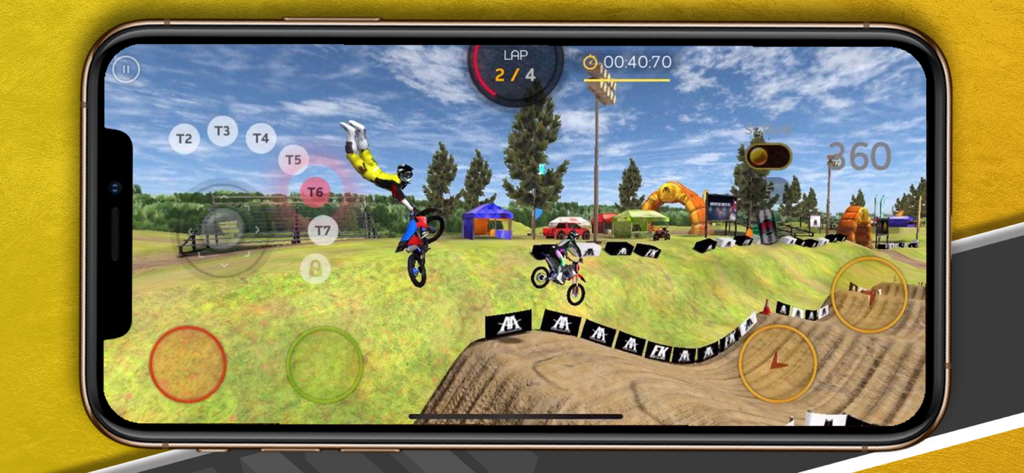 TiMX: This is Motocross - A motocross rider performing an aerial freestyle stunt in the TiMX mobile game.