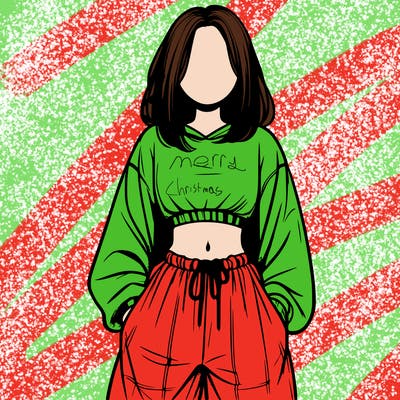 realistic girl faceless with baggy pants and a crop top