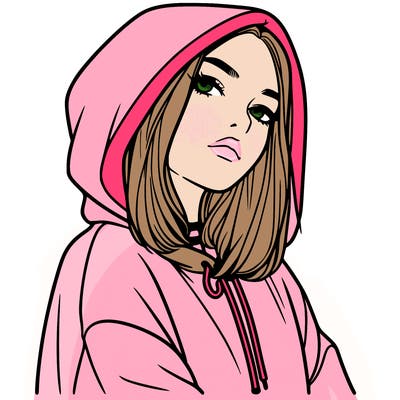 a realistic girl in a hoodie