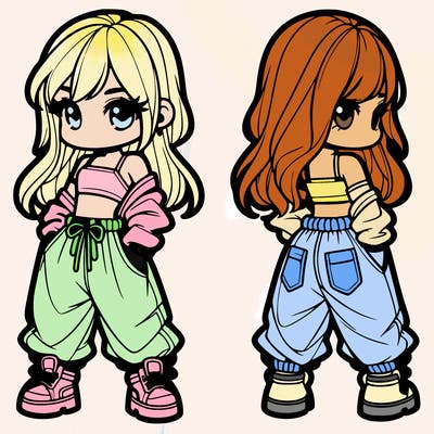 girl in crop top and baggy pants