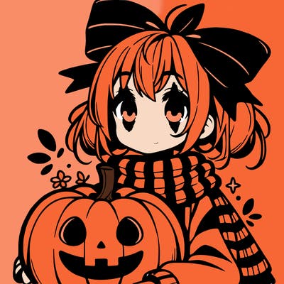 anime girl with pumpkin
