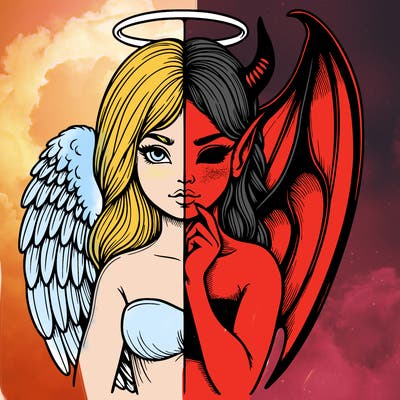 realistic angel half demon