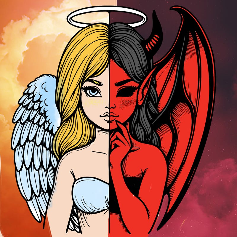 realistic angel half demon