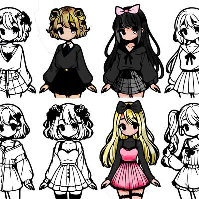 different anime girl styles