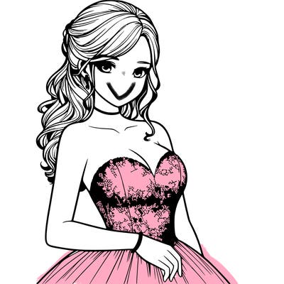 realistic girl in prom dress
