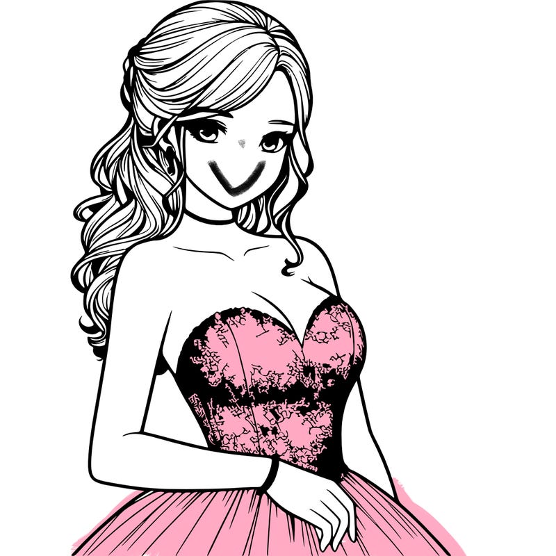 realistic girl in prom dress