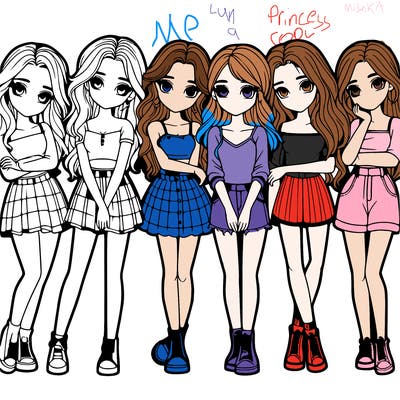 a group of girls realistic