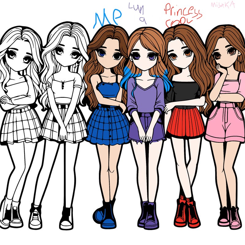 a group of girls realistic