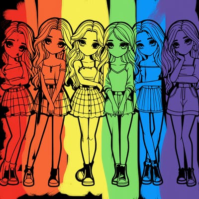 a group of girls realistic