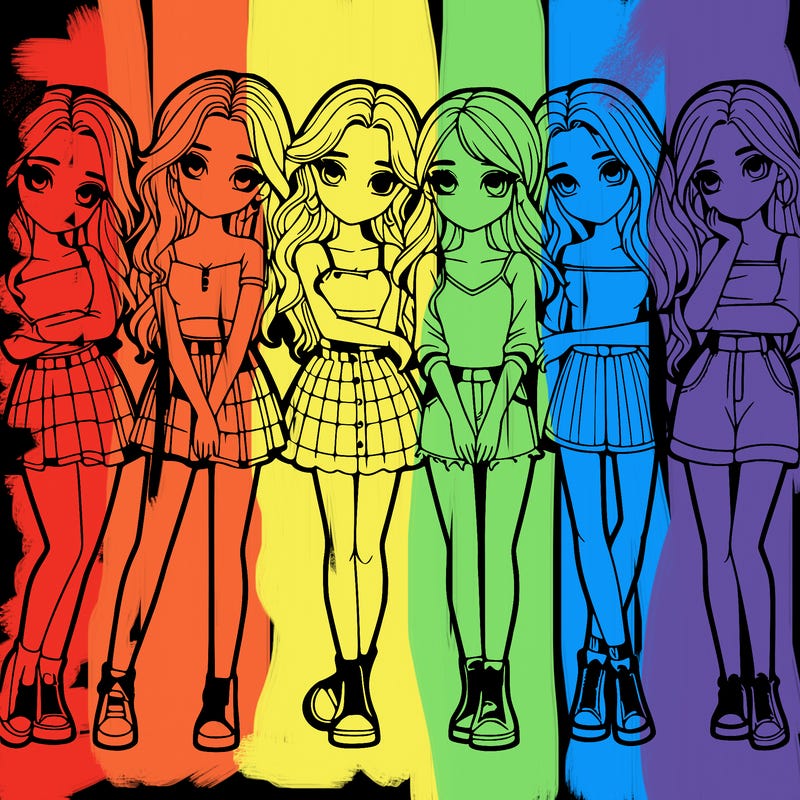 a group of girls realistic