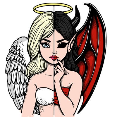 realistic angel half demon