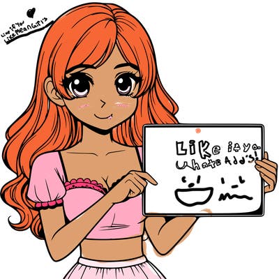 realistic pretty girl holding blank sign