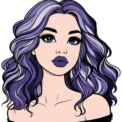 realistic girl with wavy hair and lips