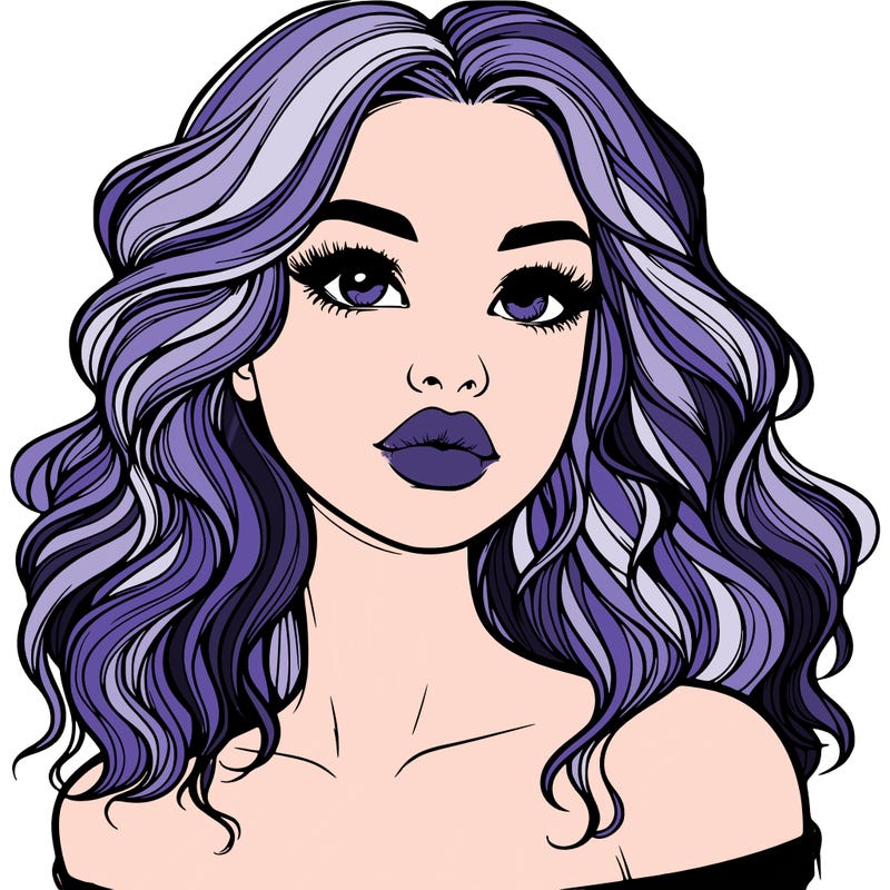 realistic girl with wavy hair and lips