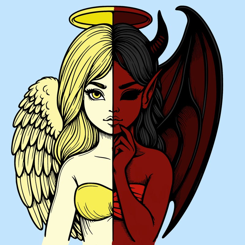 realistic angel half demon