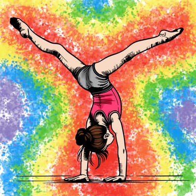 realistic gymnastic hand stand girl in four splits