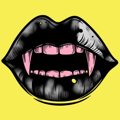 lips with vampire teeth
