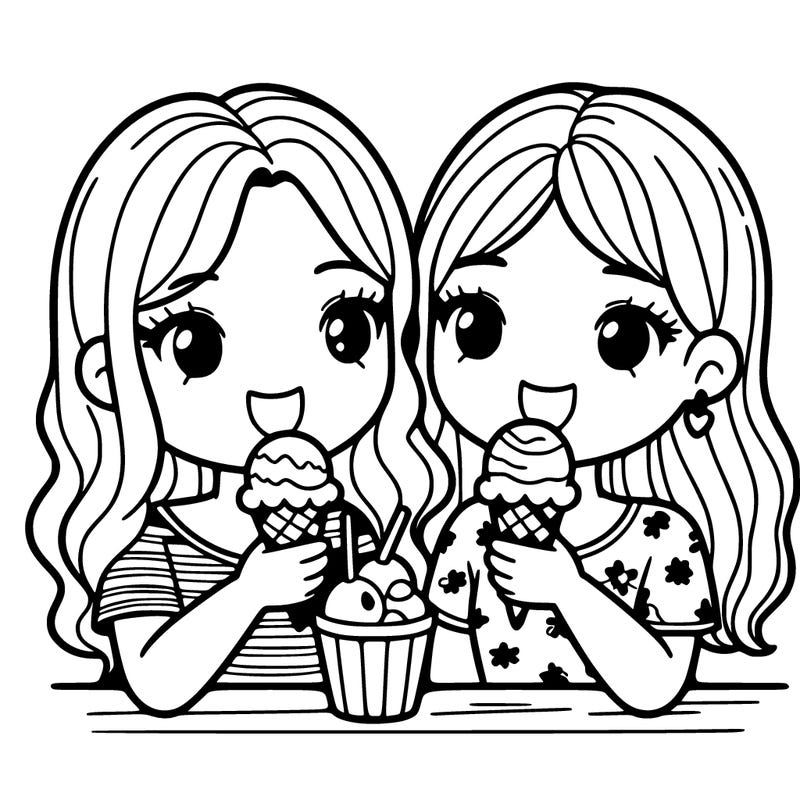 two female best friends eating ice cream