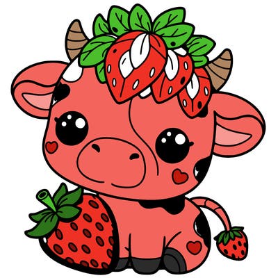 cute strawberry cow