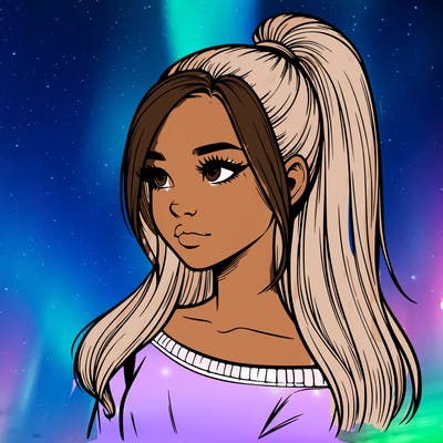 realistic girl with a high ponytail