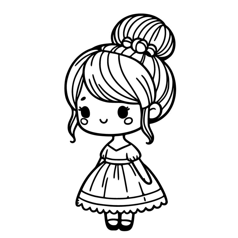 girl in a dress with a bun hair