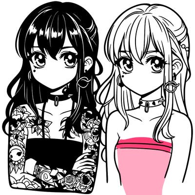 manga girl with tattoo on her