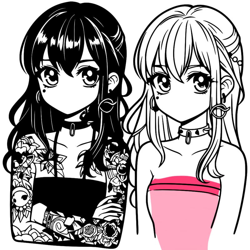 manga girl with tattoo on her