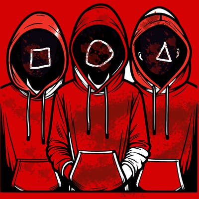 3 faceless people in  hoodies