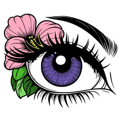 realistic eye with flower