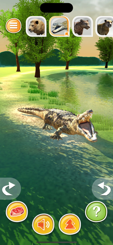 Animal Simulator 3D-Predetors - A 3D crocodile near a river in the Animal Simulator 3D Predators game