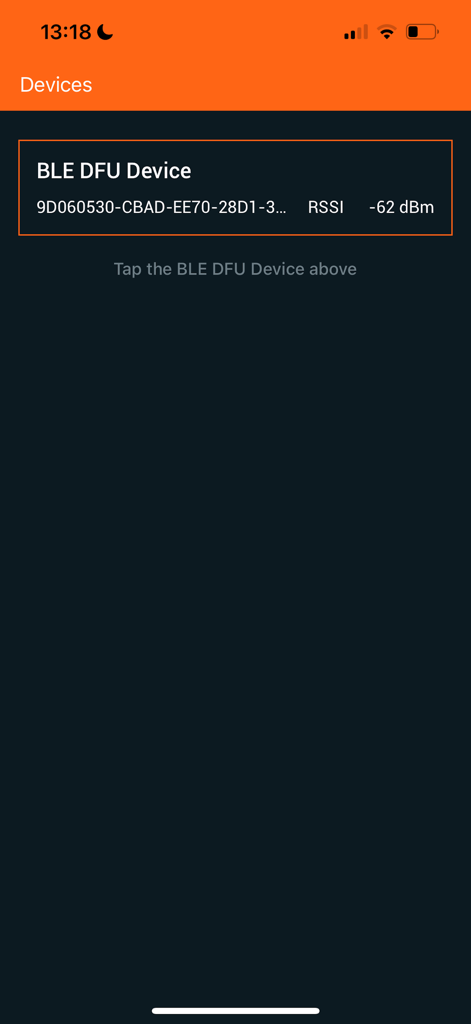 Calibre Firmware Updater - Calibre app screen showing a detected Bluetooth device ready for a firmware update