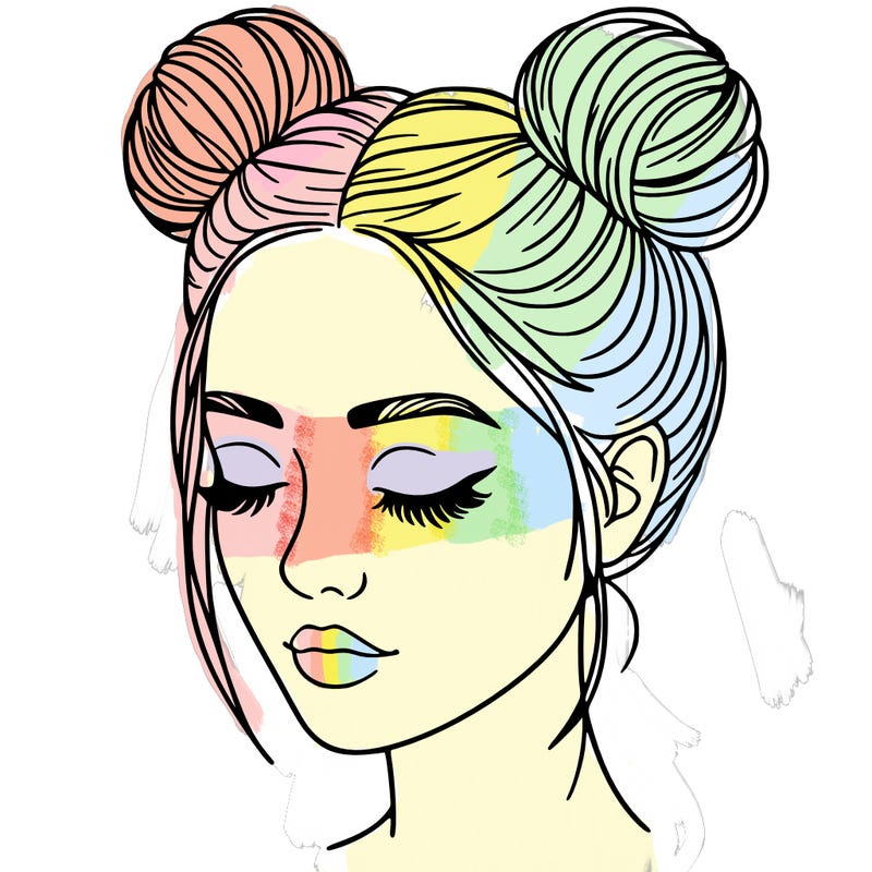 woman with hair buns
