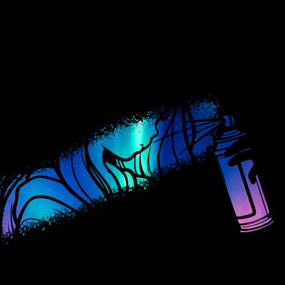 a realistic girl spray painting