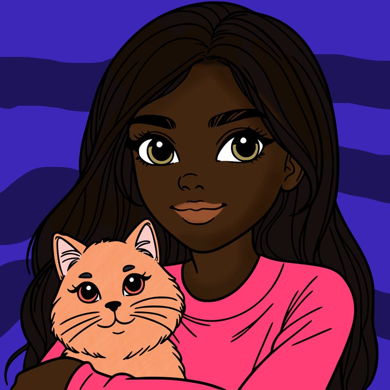 young woman with cat