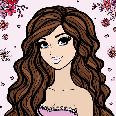 pretty woman with long wavy hair