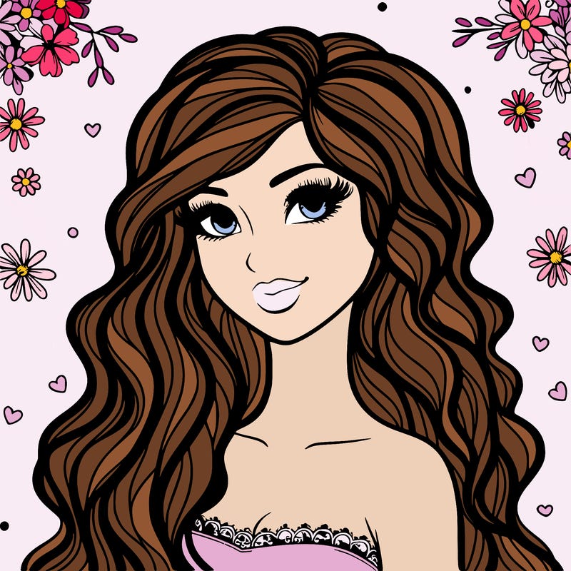 pretty woman with long wavy hair