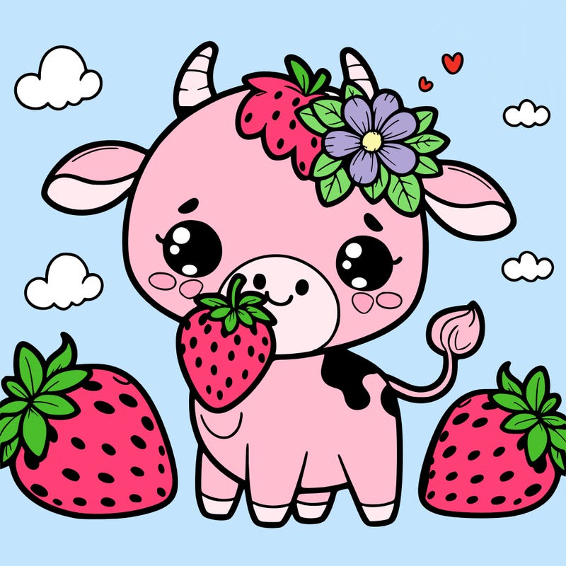 cute strawberry cow