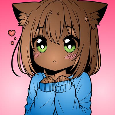 shy anime catgirl