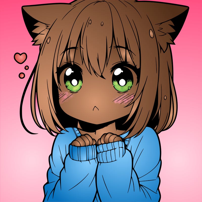 shy anime catgirl