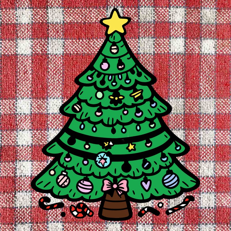 christmas tree with lots of details