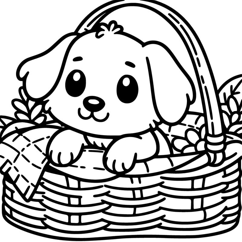 cute dog in a basket easy