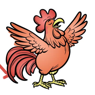 rooster flapping its wings